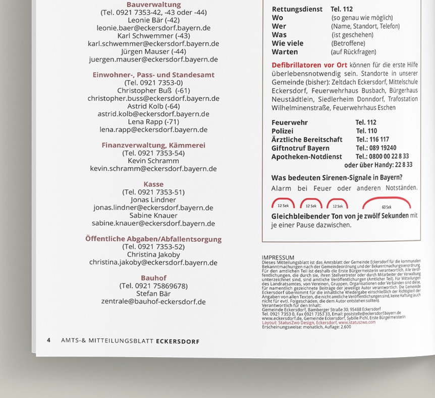Mitteilungsblatt Eckersdorf | Grafikdesign erstellt von StatusZwo.com